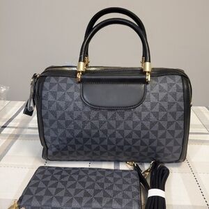 Elegant Black and Gray Satchel Bag